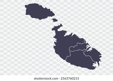 Malta Map Slate Color on White Background quality files Png