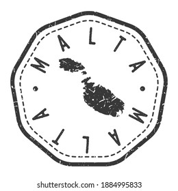 Marca retro de sello de mapa de Malta. Pasaporte postal de Silhouette. Icono del vector de redondeo de sellado. Diseño de rehenes de insignia vintage.