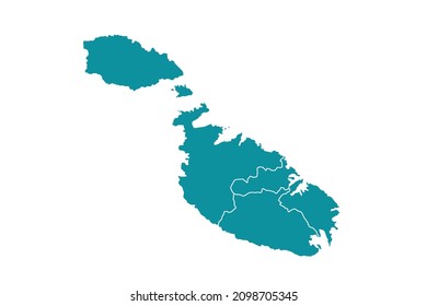 Malta map vector, Abstract design vector illustration Eps 10. sea color palette color.High Detailed on white background.