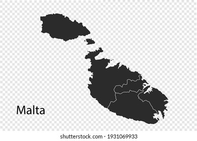 Malta Karte, Vektorgrafik, schwarze Farbe. einzeln auf transparentem Hintergrund