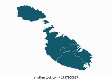 Mapa vectorial de Malta. color azul sobre fondo blanco.