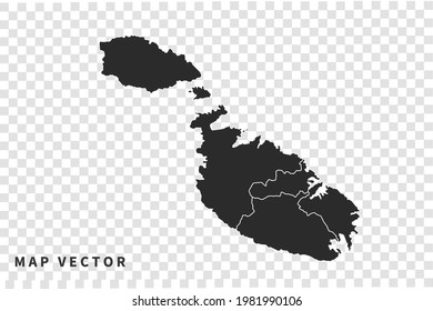 Mapa vectorial de Malta, aislado en fondo transparente