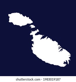 Malta map vector. white color on blue background.