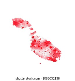 Malta map water colors Design of flag colors vector Illustration