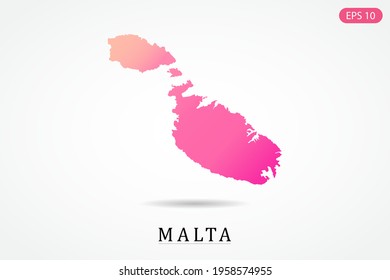 Malta Map - World Map International vector template with Pink gradient color isolated on white background - Vector illustration eps 10