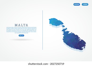 Malta map - World Map International vector template with polygon blue color gradient isolated on white background for education, website, banner - Vector illustration eps 10