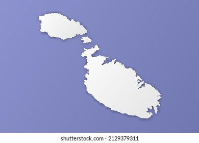Mapa de Malta - Mapa mundial Modelo vectorial internacional con estilo de papel que incluye sombra y color blanco sobre fondo morado para diseño, infografía, banner - Ilustración vectorial eps 10