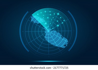 Mapa de Malta - Mapa Mundial Plantilla vectorial internacional con el estilo de radar de círculo futurista HUD, GUI, interfaz de interfaz de usuario aislada en fondo azul para diseño, infografía - Ilustración vectorial eps 10