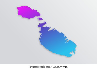 Malta Map- World map International vector template with 3D, paper style including shadow and Gradient blue, purple color on grey background for design, infographic - Vector illustration eps 10