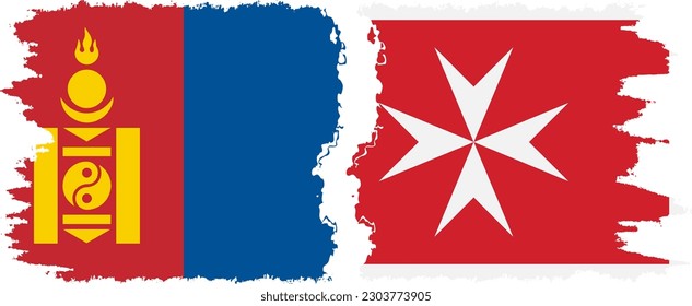 Conexión de banderas gruesas de Malta y Mongolia, vector