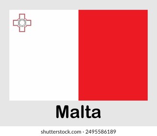 Malta national flag. Banner, state symbol, flagpole.