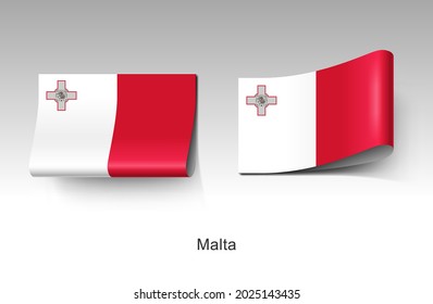 The Malta National Flag Clothing Label Tag. Illustration Flag of Malta Country in Europe. Fabric Label Tag Concept Vector.