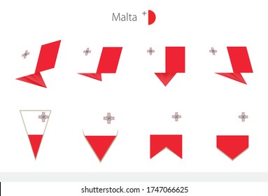 Malta national flag collection, eight versions of Malta vector flags. Vector illustration.