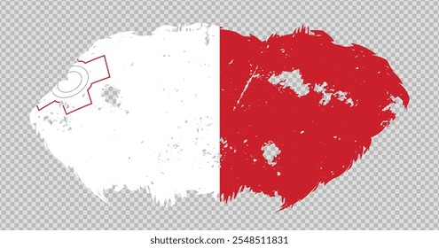 Malta national flag with distressed stroke brush effect on isolated background