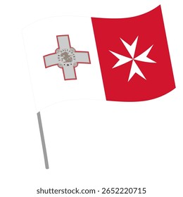 Bandeira nacional de Malta flutters with flagpole