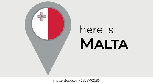Malta national flag map marker pin icon illustration