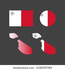 Malta national flag and map vectors set....