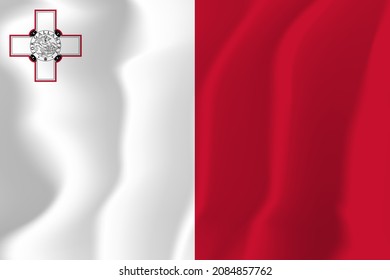 Malta National flag soft waving background illustration