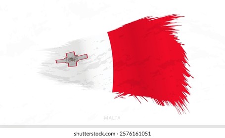 Malta National Flag with Textured Brush Strokes. Artistic Brush Stroke Design.