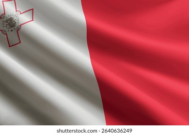 Malta national flag waving in the wind, realistic detailed silk texture
