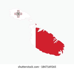 Mapa nacional de Malta con ilustración de bandera