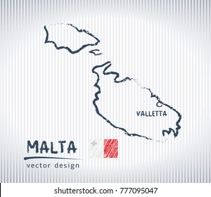 Malta national vector drawing map on white background