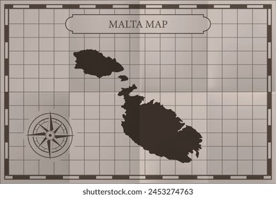 Malta old classic map. Vintage antique style.