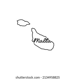 Malta outline map with the handwritten country name. Continuous line drawing of patriotic home sign. A love for a small homeland. T-shirt print idea. Vector illustration.