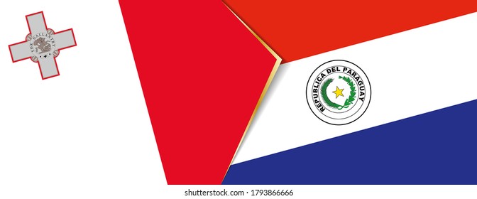 Banderas de Malta y Paraguay, dos banderas vectoriales símbolo de relación o enfrentamiento.