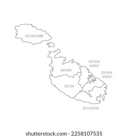 Malta political map of administrative divisions