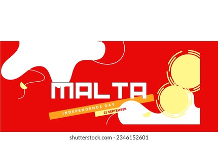 Malta poster national day with map and flag. Typography red color concept 