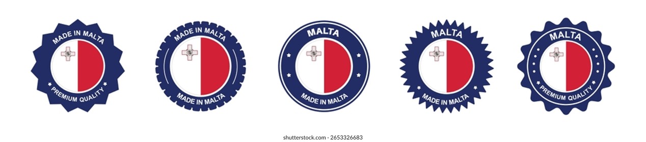 conjunto de etiquetas de produto de malta. bandeira de malta, premium made in malta . Etiquetas, selos, carimbos, bandeiras, ícones