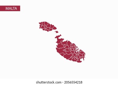 Malta red map detailed vector.