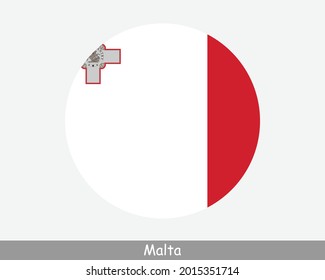 Malta Round Circle Flag. Maltese Circular Button Banner Icon. EPS Vector svg