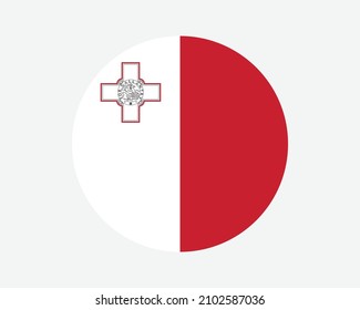 Malta Round Country Flag. Maltese Circle National Flag. Republic of Malta Circular Shape Button Banner. EPS Vector Illustration. svg