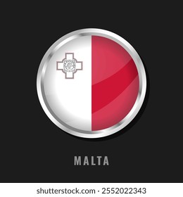 Malta round framed national flag. Circular glossy flag of Malta.