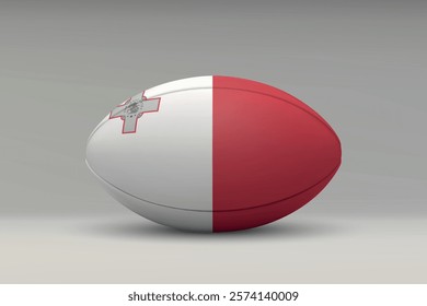 Malta rugby ball featuring the national flag design on a gray background