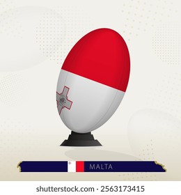 Malta Rugby Ball on Rugby Kicking Tees with Modern Design. Illustration perfect for sports, national pride, and rugby-related projects.