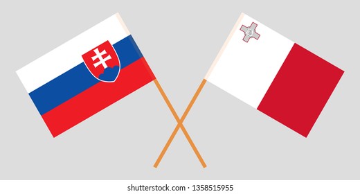 Malta and Slovakia. The Maltese and Slovakian flags. Official colors. Correct proportion. Vector
