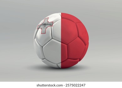 Malta soccer ball featuring the national flag design on a gray background