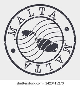 Malta Stamp Postal. Map Silhouette Seal. Passport Round Design. Vector Icon. Design Retro Travel.