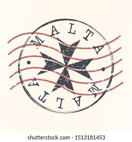 Malta Stamp Postal. Silhouette Seal. Passport Round Design. Vector Icon. Design Retro Travel. National Symbol.