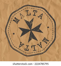 Malta Stamp Travel Passport. Design Retro Symbol Country. Old Vintage Postmark.