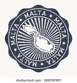Malta stamp. Travel rubber stamp with the name and map of island, vector illustration. Can be used as insignia, logotype, label, sticker or badge of Malta.