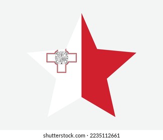 Malta Star Flag. Maltese Star Shape Flag. Republic of Malta Country National Banner Icon Symbol Vector Flat Artwork Graphic Illustration svg