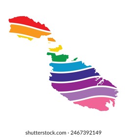 Malta swoosh silhouette rainbow map