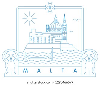 Malta symbols vector illustration and typography design