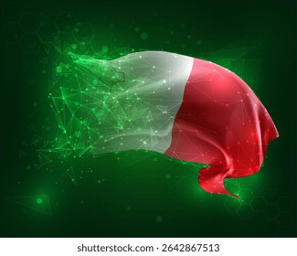 Malta, vector 3d flag on green background and numbers