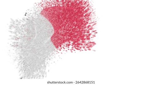 Malta, vector 3d flag with a splash of paint dots, explosion of colored dots