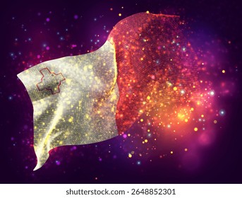Malta, vector 3d flag with a splash of paint dots, explosion of colored dots